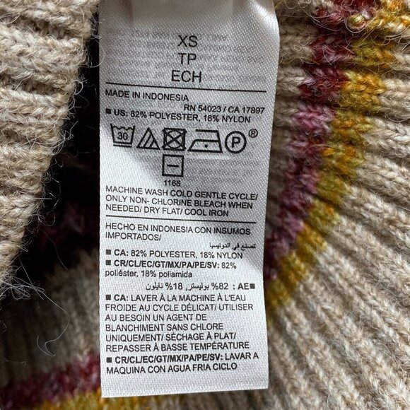 OLD NAVY Womens Sweater XS Relaxed Fit Beige Red Stripe Mock Neck Pullover - Picture 9 of 9